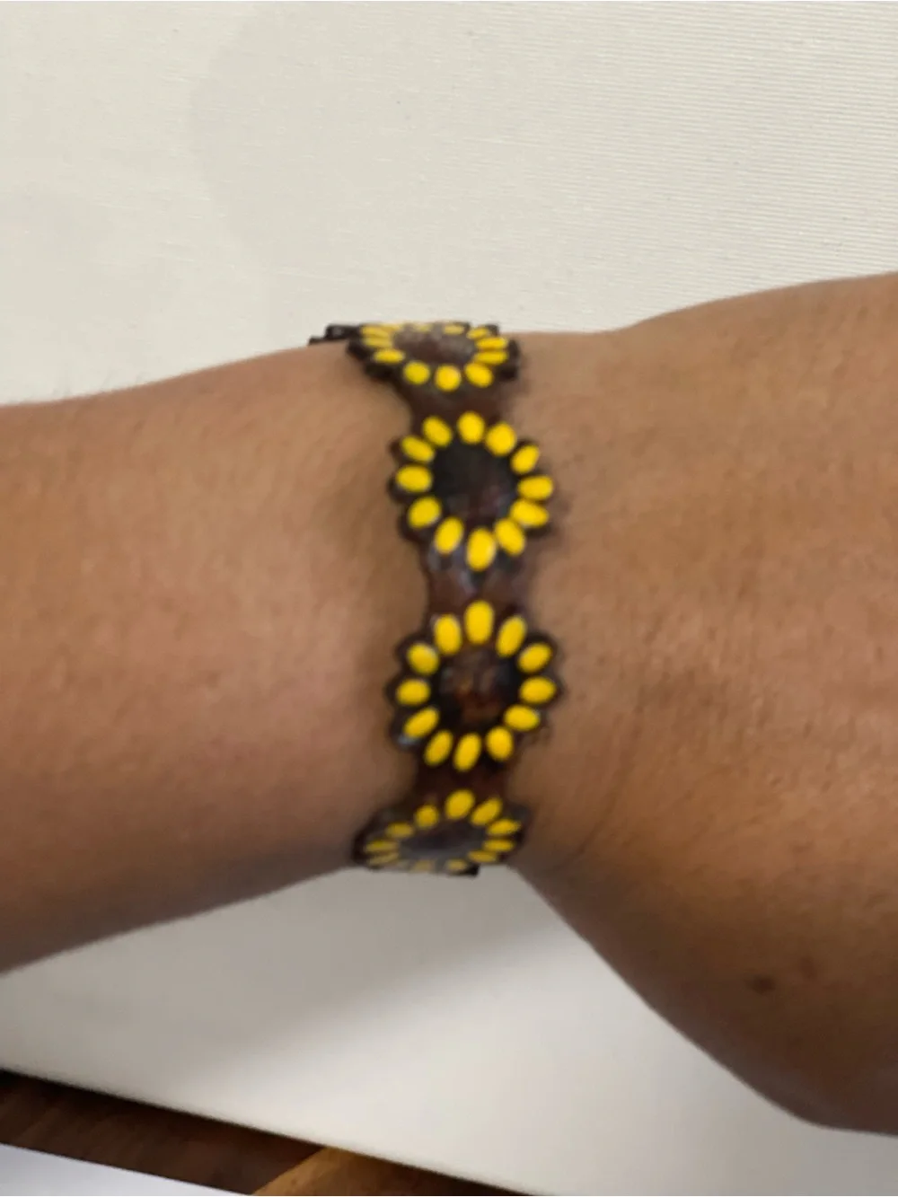 Sunflower Floral Yellow Leather Bracelet
